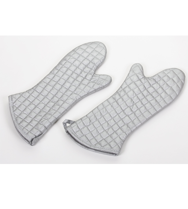 Silicon Silver Oven Mitts 15"